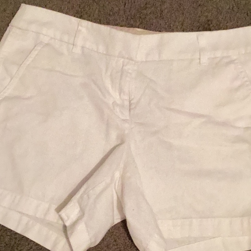 J.Crew Womens Chino White Shorts Low Rise Flat Front Pockets, 4‎